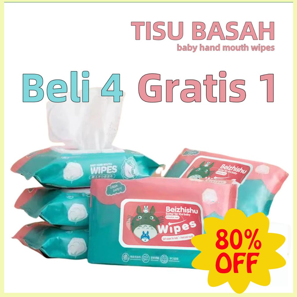 {PROMO Buy 4 Grats1}Tisu Basah BayiHAND & MOUTH baby wipes FOODGRADE 30 series 100% Pure WaterCleaning Wet Wipes Tanpa Alkohol BPAFree Baby wipes, high-end wet wipes