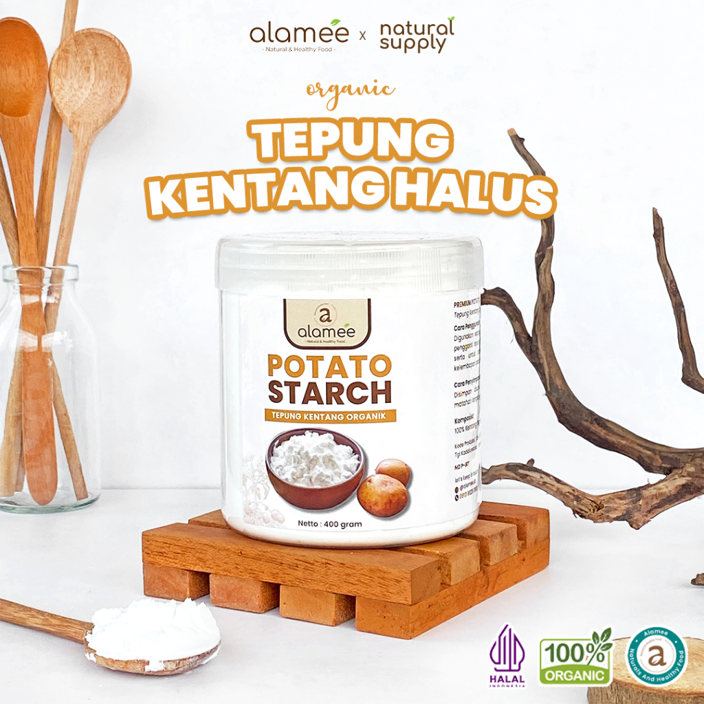 

ALAMEE Tepung Kentang Halus Potato Starch Tepung Kue PREMIUM Mashed Long Potato Powder 400gr