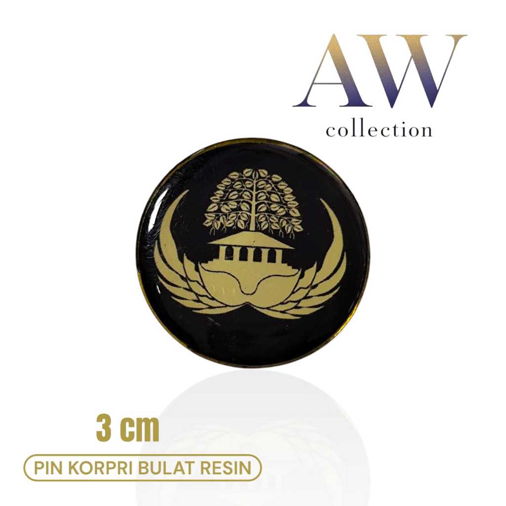 Pin KORPRI Bulat resin 3cm / Pin korpri bulat hitam