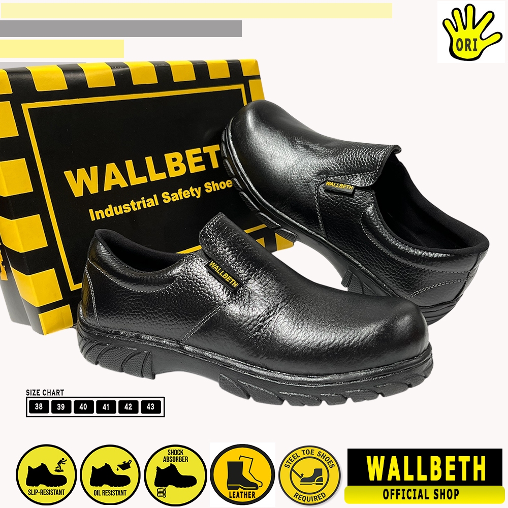 W05 Sepatu Safety Boot Pria proyek ujung besi KING WALLBETH Kerja Lapangan SAFETY  oil resistance uj