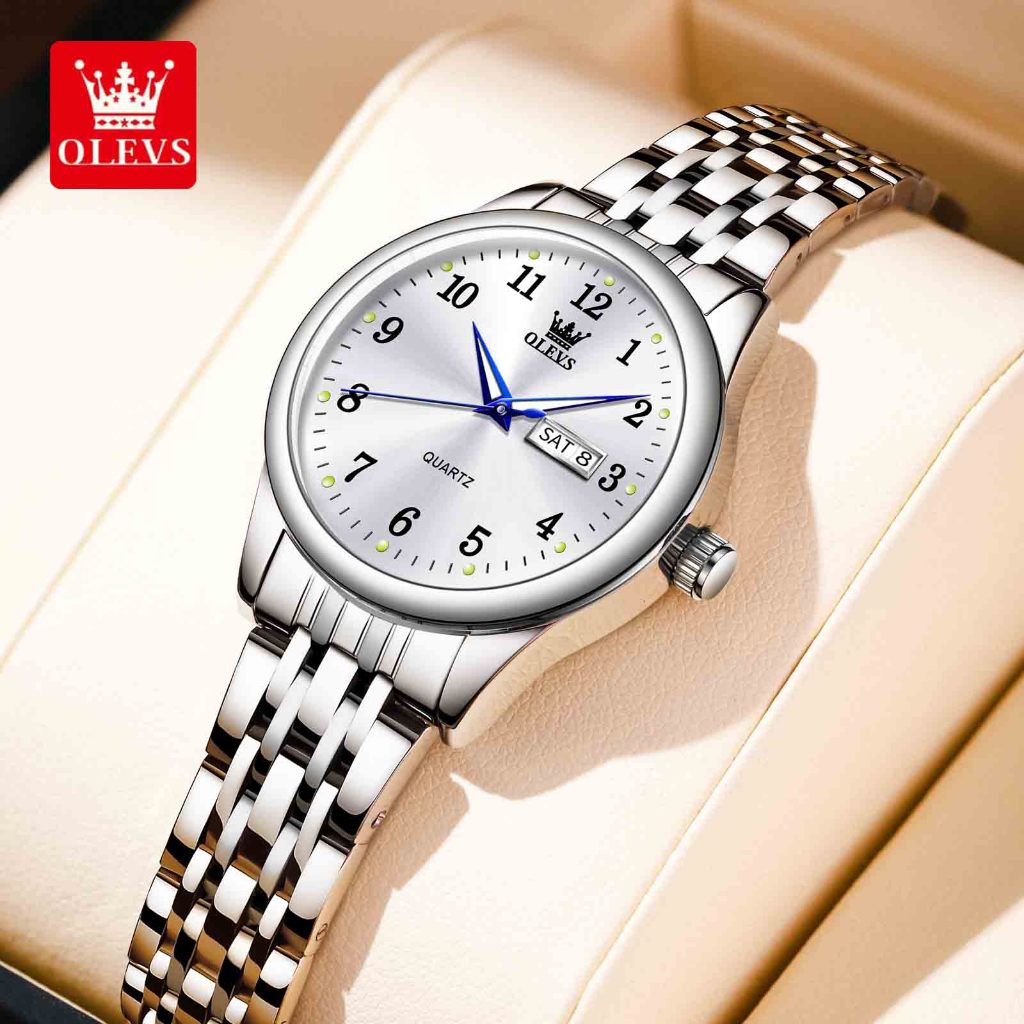 OLEVS Jam Tangan Wanita Original Analog Stainless Steel Casual Fashion Rantai Quartz Watches Women