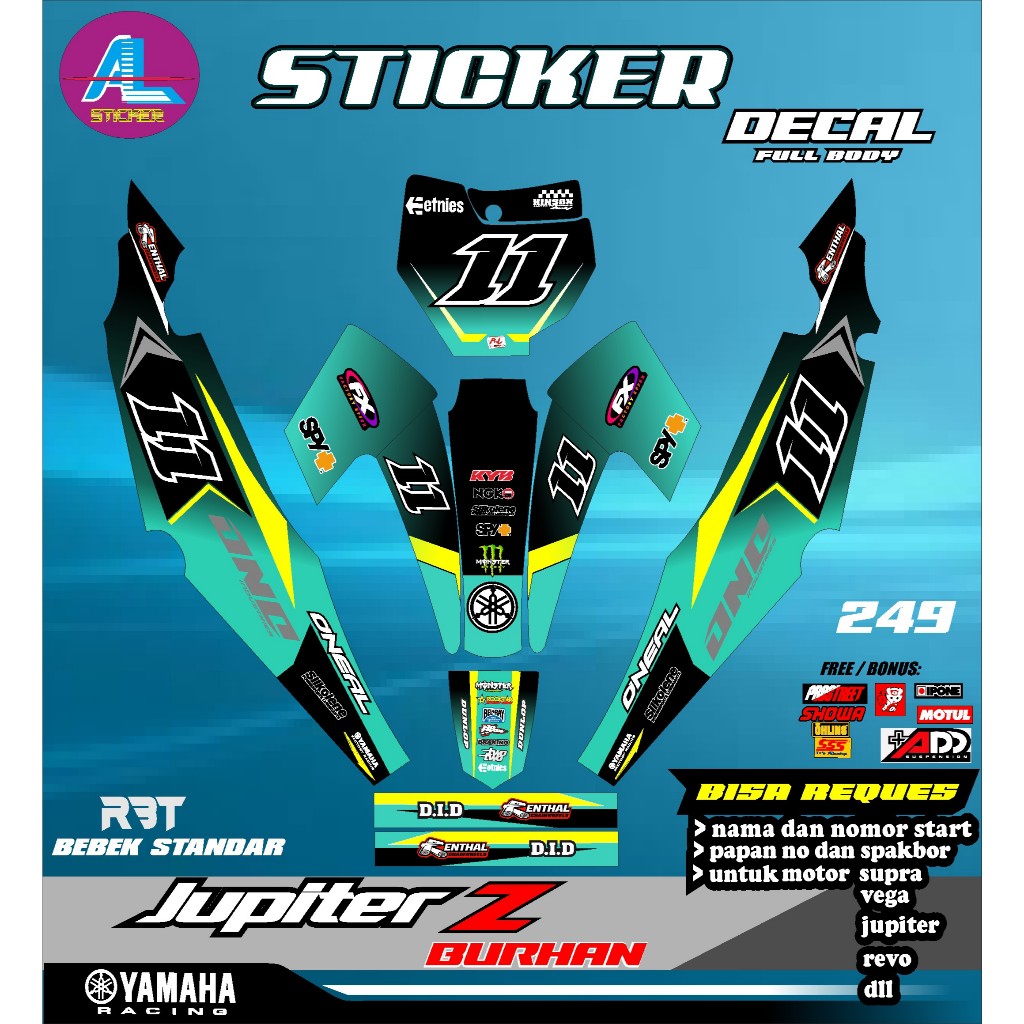 Sticker DECAL RBT JUPITER Z BURHAN FULL BODY  BEBEK MODIF SUPERMOTO TERBARU TERVIRAL  MOTOR TRABAS A