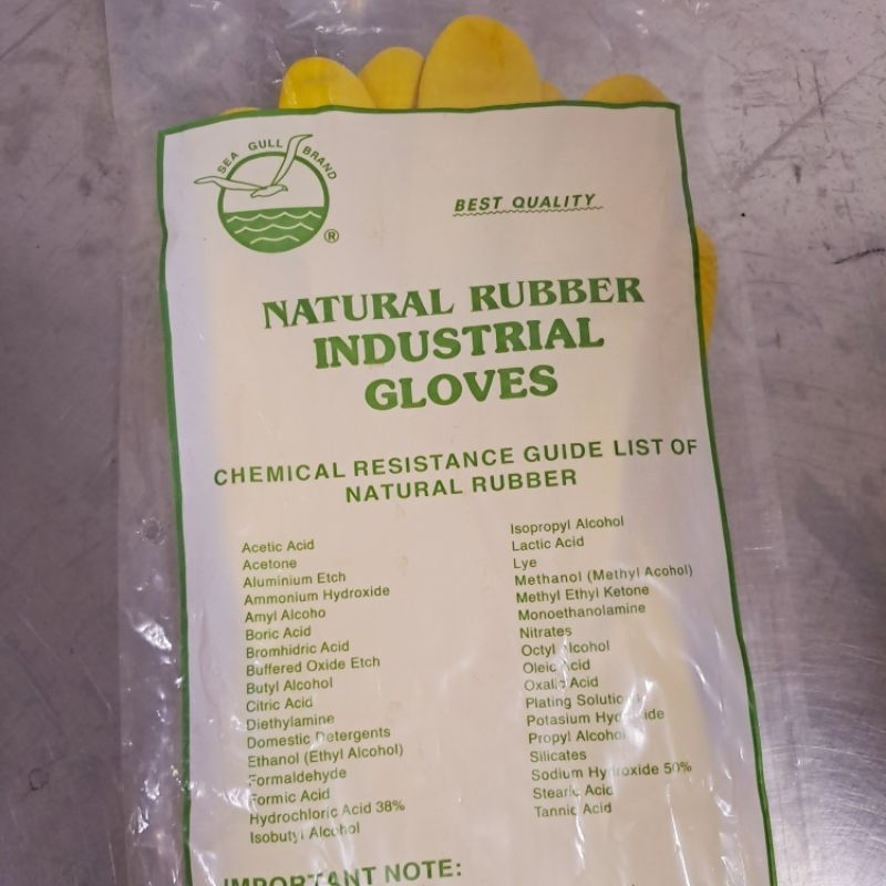 Natural Rubber Industrial Gloves Sea Gull 16 inch tebal