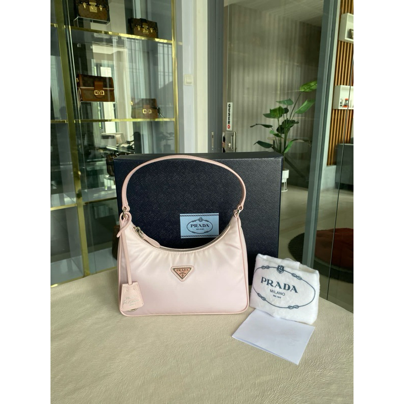 Prada hobo handle leather pink 2022