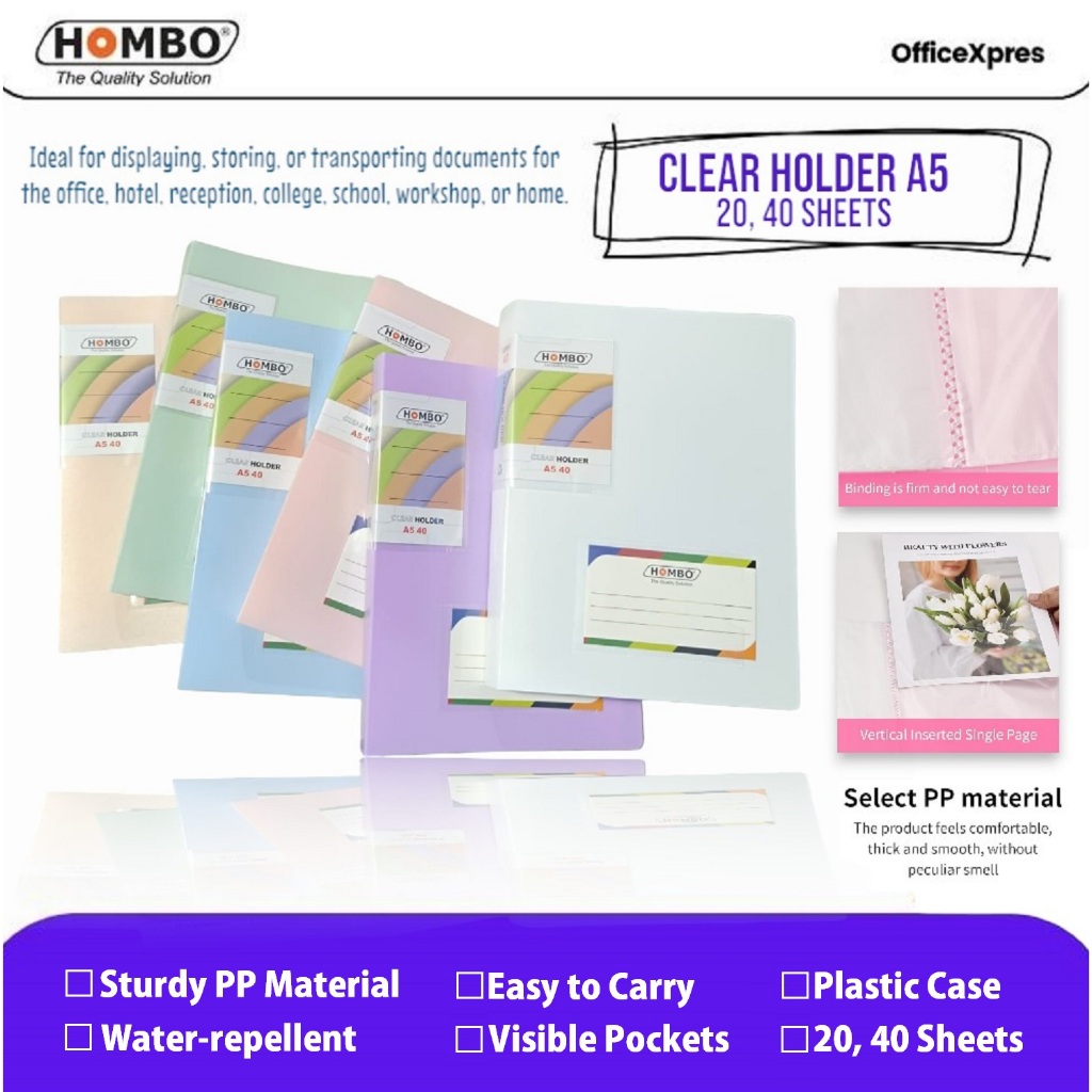 

Clear Holder A5 20 Lembar / Clear Holder 40 Lembar A5 / Display Book / Map Dokumen Keeper / Map Pocket Plastik