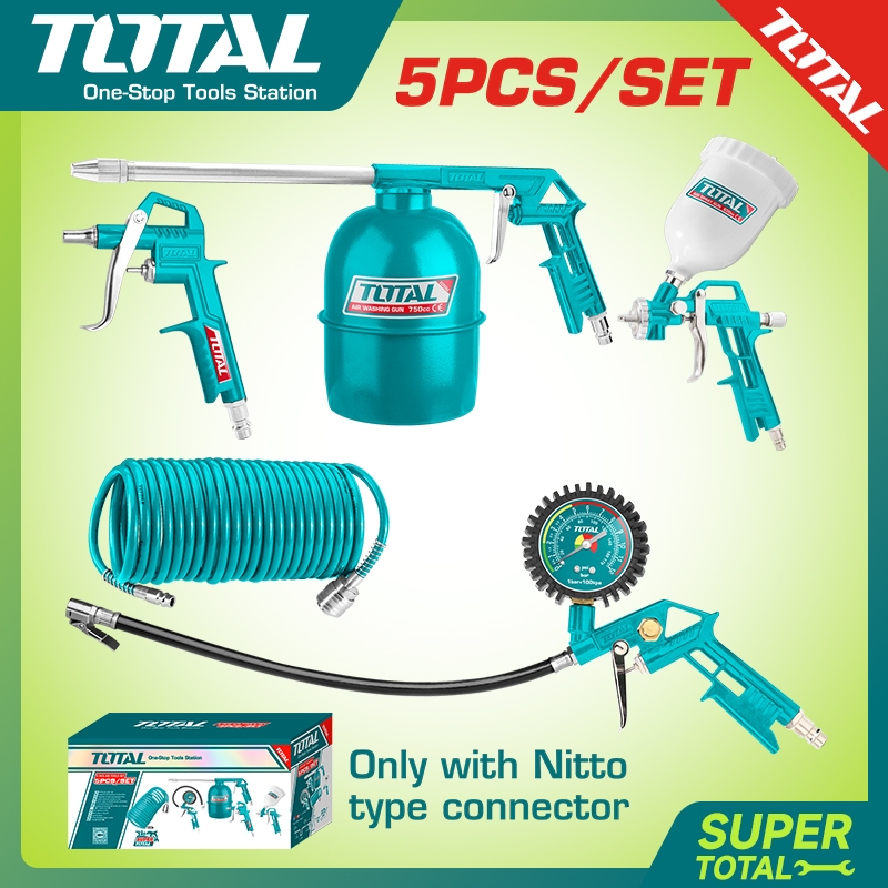 【TOTAL】5 Pcs Set Alat Ca Pneumatik/5 Pcs Air Tools Set TATK053-3