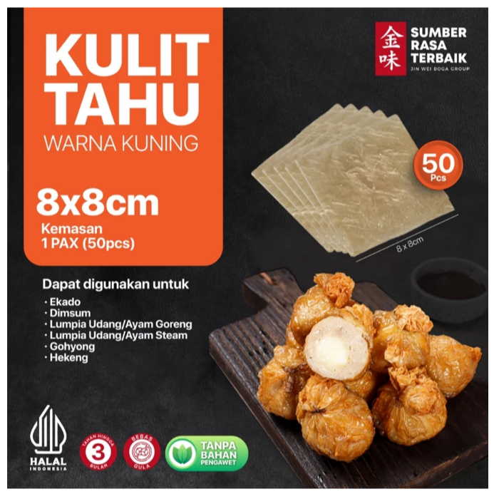 

KULIT TAHU TAWAR KUNING UK 8X8 ISI 50PCS HALAL | TEKSTUR LENTUR UNTUK EKADO DAN DIMSUM MINI