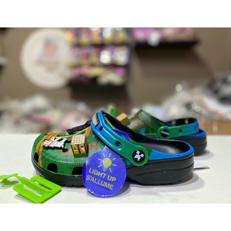 CROCS MINECRAFT LED KIDS&DEWASA ORIGINAL(free tote +include jibbitz)
