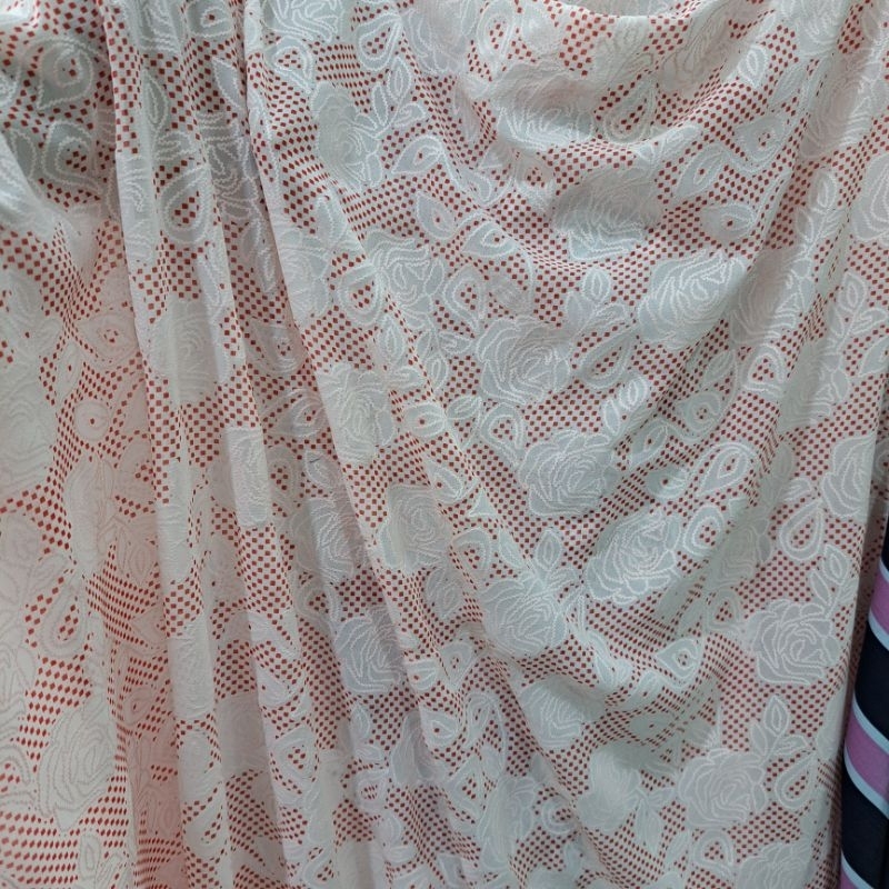 kain bahan sifon | kain sifon bordir motif bunga | kain chiffon dobi motif dn