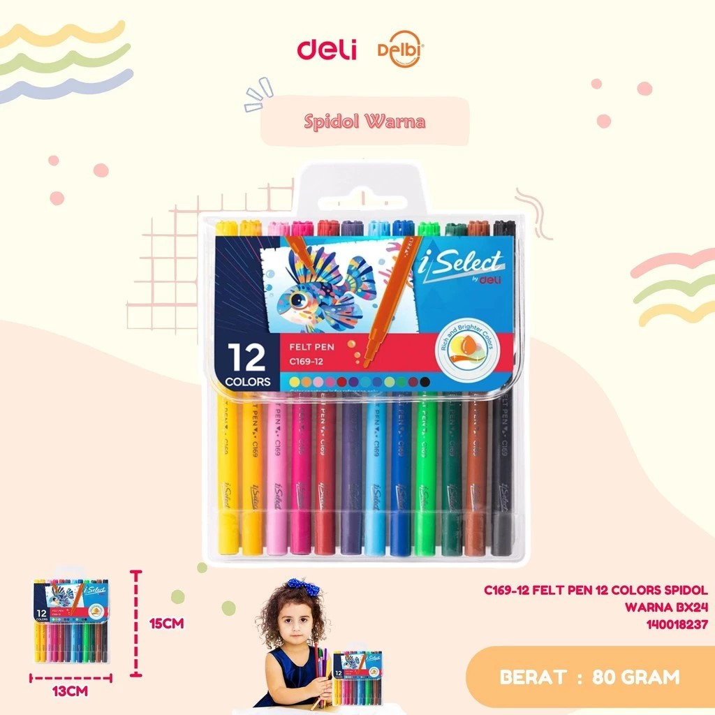 

Spidol warna Deli - Felt Pen 12 colors