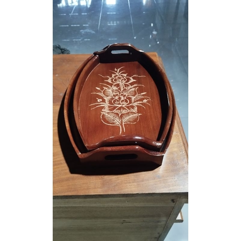 NAMPAN / BAKI KAYU JATI UKIR CUKIT