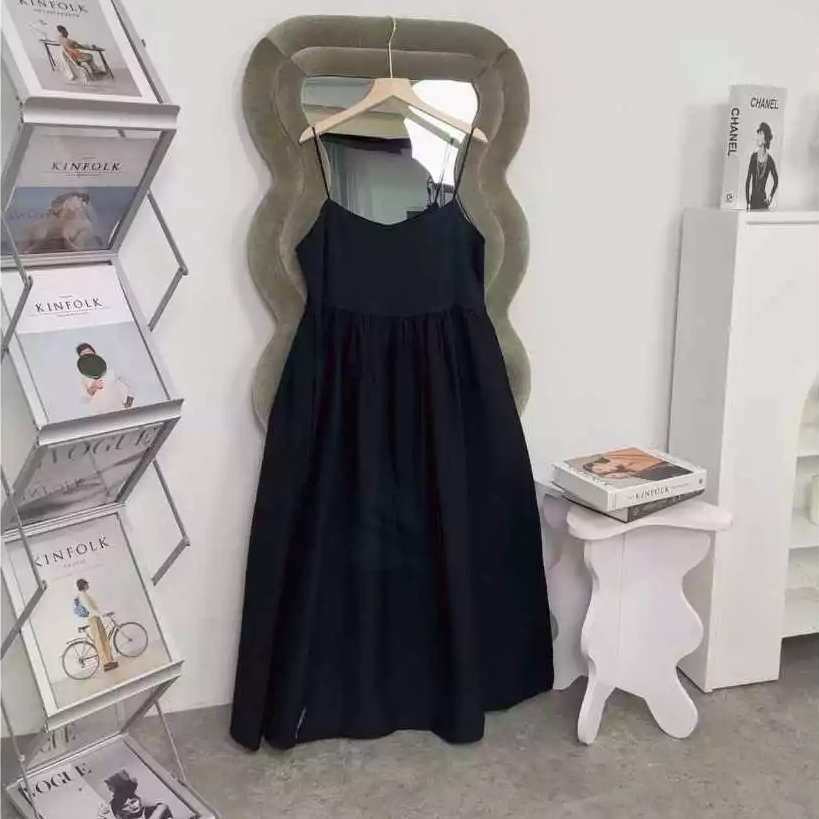 Honney Overall Dress - Rok Overall Baju Terusan Polos Dress Polos Tali Kecil Casual Loose Maxi Dress