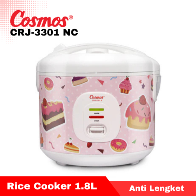 COSMOS Rice Cooker Non Stick Cake Series CRJ 3301 NC / CRJ3301NC / CRJ-3301 NC [1.8 L] [Garansi Resm