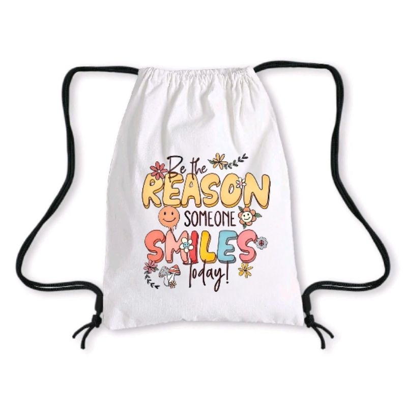 tas serut perempuan warna putih keren bahan canvas tas serut multifungsi