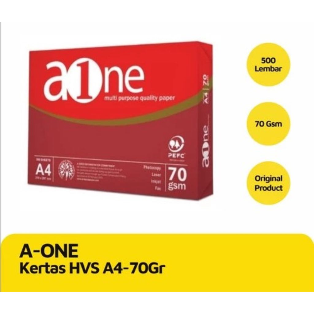 

[1rim] KERTAS A-One Kertas A4-70Gram HVS A4-500 Lembar Original Product