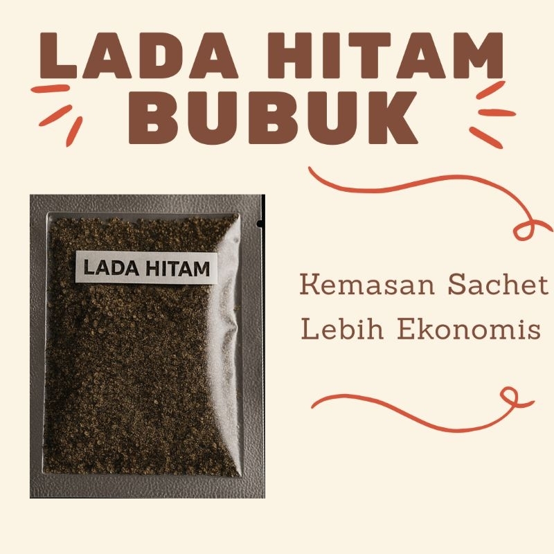 Lada Hitam Bubuk / Black pepper Powder / Bumbu Rempah / Bumbu Dapur Sachet / Rempah-Rempah Sachet Ek