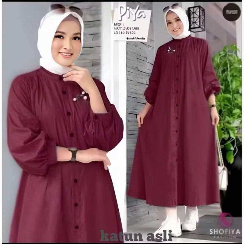 piya Midi Dress Polos Terbaru CasualJumbo matt TOYOBO Busui Kancing