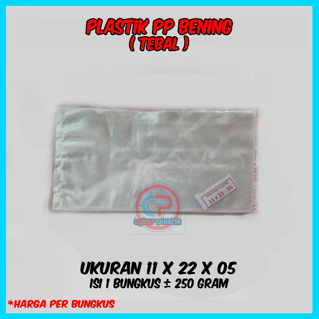 Plastik PP Bening Tebal ukuran 11 x 22 x 05