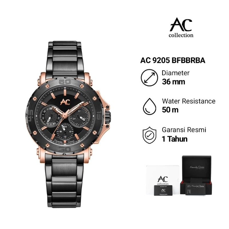 Best Seller Jam Tangan Wanita Alexander Christie AC 9205 BFBBRBA Analog Cronograph Aktif Stainless