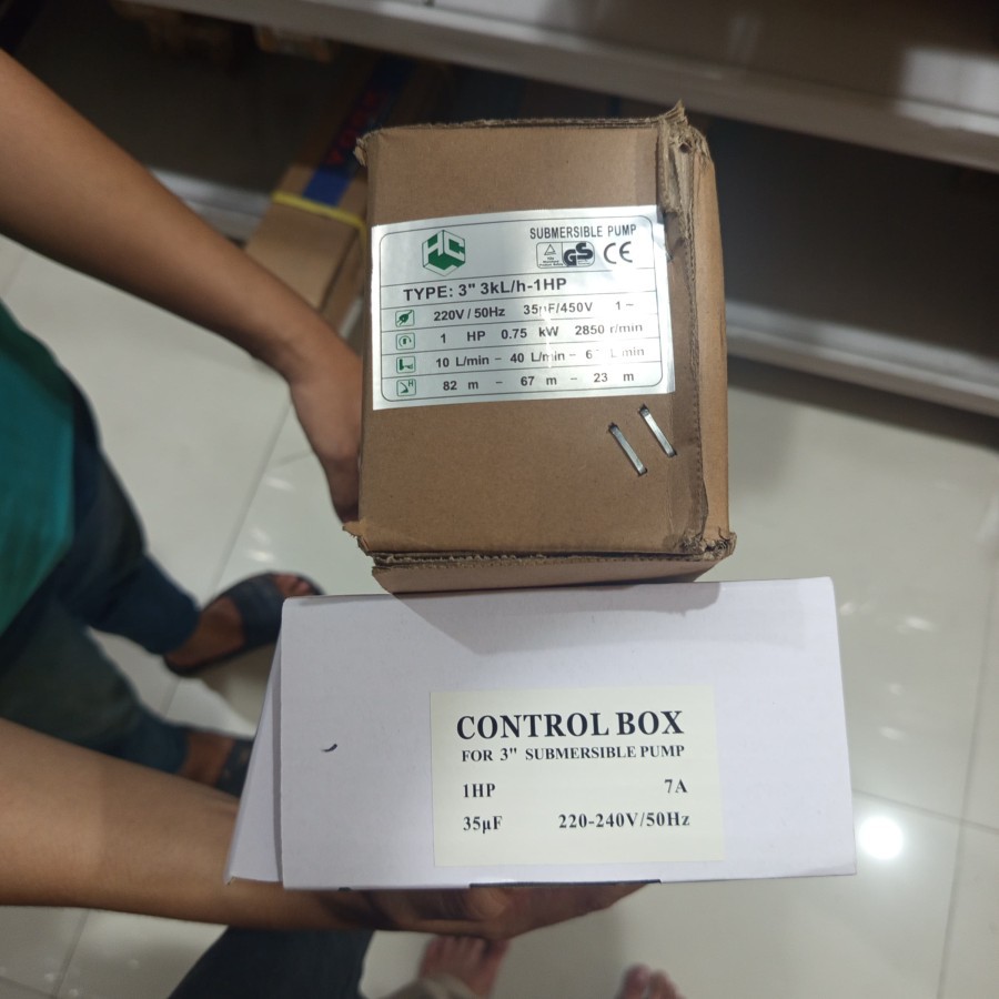 HCL Pompa Submersible 3" 1 HP + Kabel PENDEK+ control box HCL SUBMERSIBLE PUMP 3" SDM 3/21 - 1HP 321