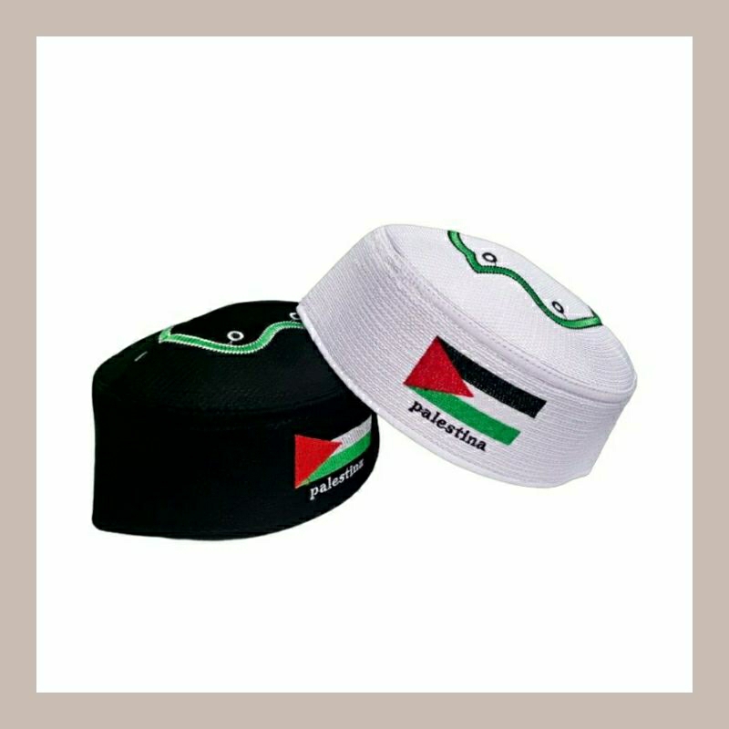 peci PALESTINA, Bordir Bendera Palestina, peci Palestina terompa anak dan dewasa