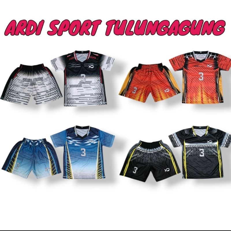 Jersey stelan anak SD fullprint/baju voli anak SD fullprint