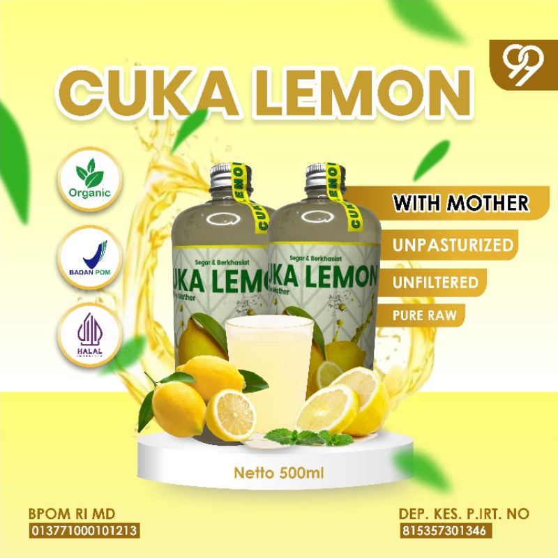 

Cuka Lemon99 500ml with mother - Lemon cider vineger Asli