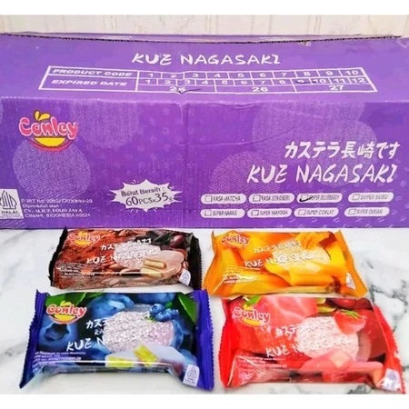 

( 1 Karton isi 60pcs) CONLEY MOCHI KUE NAGASAKI 35g | STRAWBERRY | BlUEBERRY | COKLAT | MANGGA
