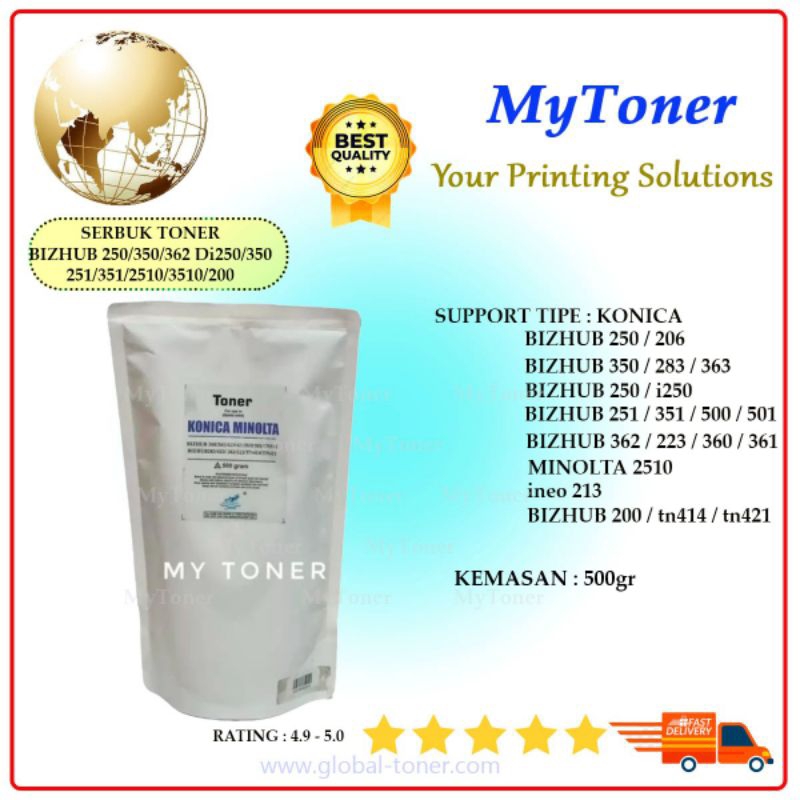 Serbuk Toner Bizhub 360 361 420 421 500 501 TN551 Bizhub 283 363 223 TN414 TN421 TN-516 458e 558 658