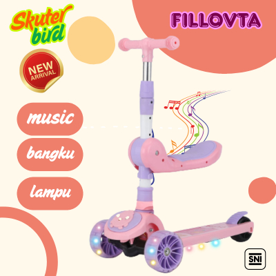 Scooter Outdoor Indoor | Kickboard Skuter 2in1| Otoped Anak lampu Roda 3 | Skuter Anak roda 3 Roda d