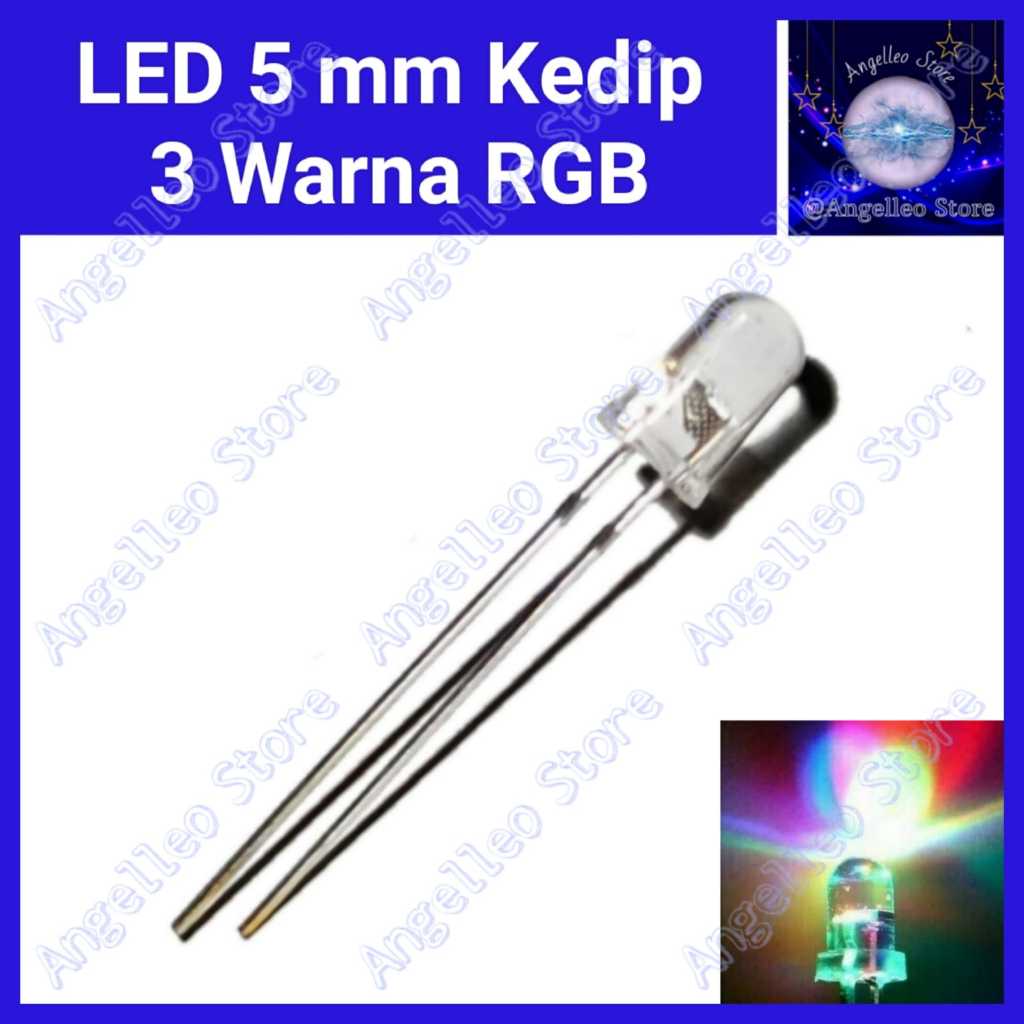 Lampu LED 5 mm RGB Flash 3 warna~Lampu LED 5 mm RGB Bening menyala 3 Warna Kedip