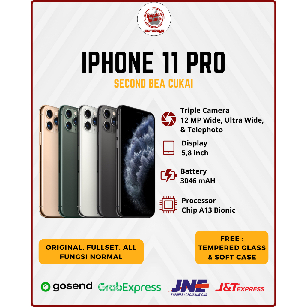 [Second] iPhone 11 Pro 64GB/128GB/256GB Fullset Bea Cukai Bergaransi