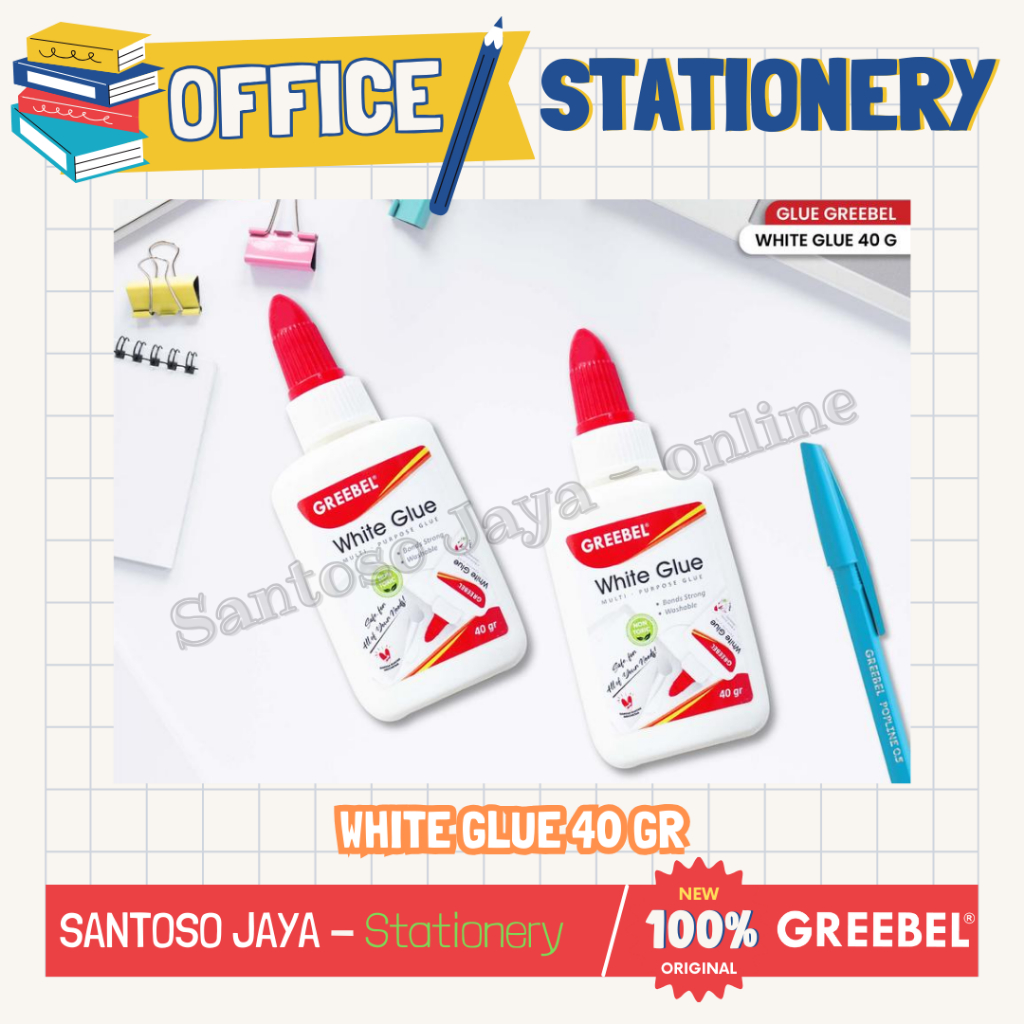

Lem Putih Serbaguna GREEBEL - Multi Purpose White Glue GREEBEL 40 60 100 gr