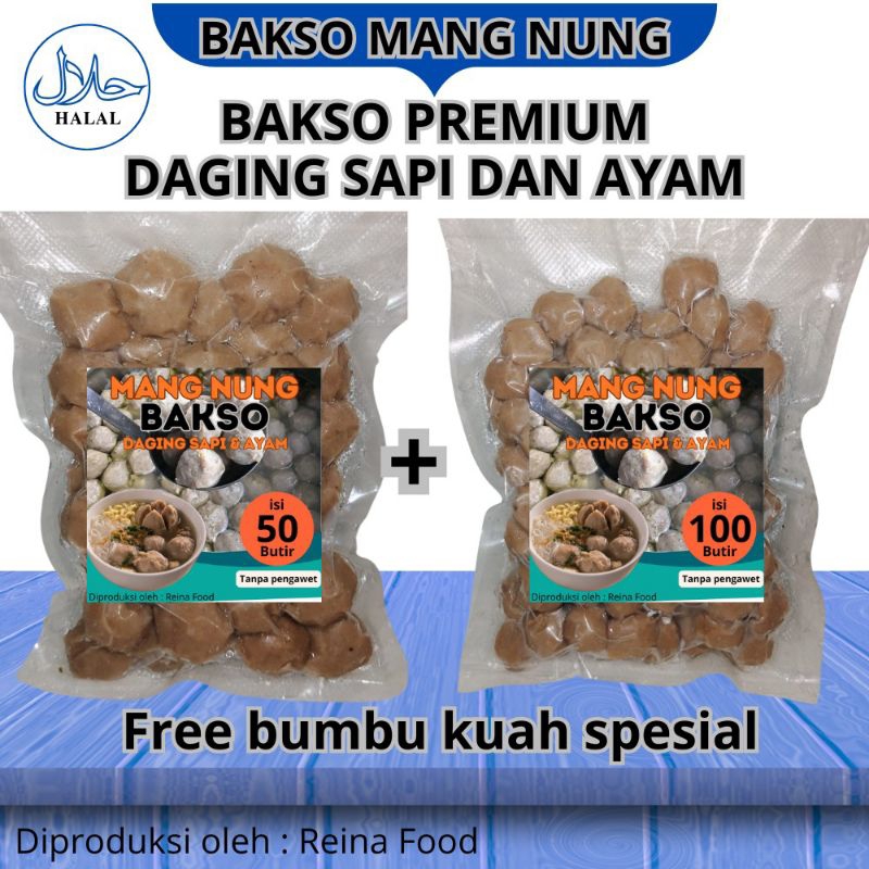 

Bakso sapi ayam isi 50+100 (paket combo) butir premium