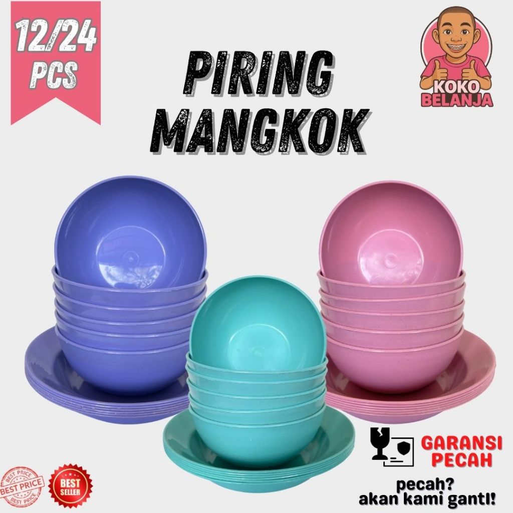 PIRING + MANGKOK PLASTIK LUSINAN / PIRING AESTHETIC / MANGKOK AESTHETIC MURAH