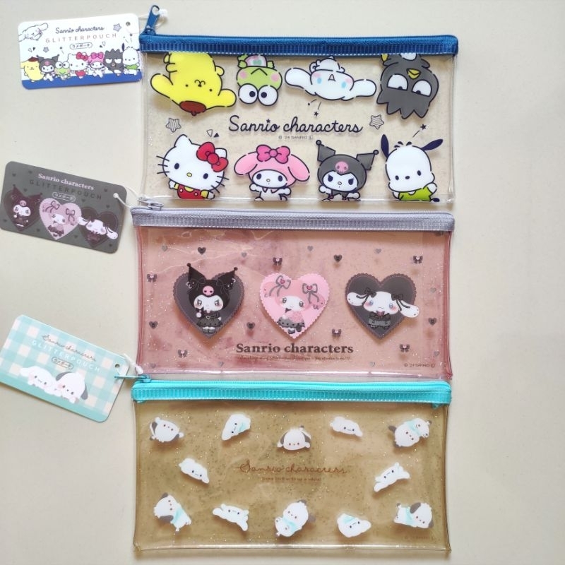 

Original Sanrio Glitter Pouch Tempat Pensil 20x10cm Kawaii Cinnamoroll Kuromi My Melody Pochacco Hello Kitty Official Sanrio Japan License