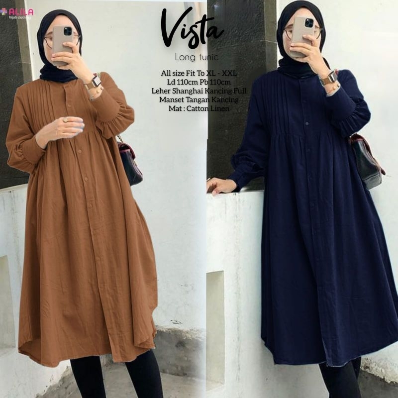 MOCA Vista Long Tunic Asazumi Tunik All1  Allsize  Toyobo Cantik Murah Grosir Ootd All1 solo