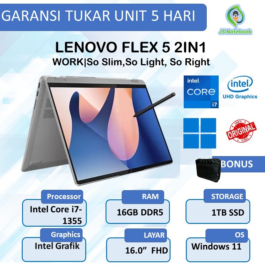 LENOVO FLEX 5 16 2IN1 TOUCH I7 1355 16GB 1TB W11 16.0FHD IPS