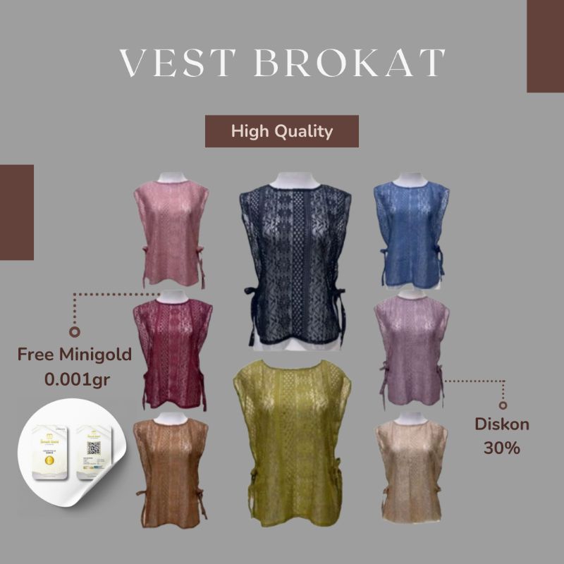 (READY STOK) Vest Outer Rompi Brokat Tali Samping Atasan Wanita Brokat Premium