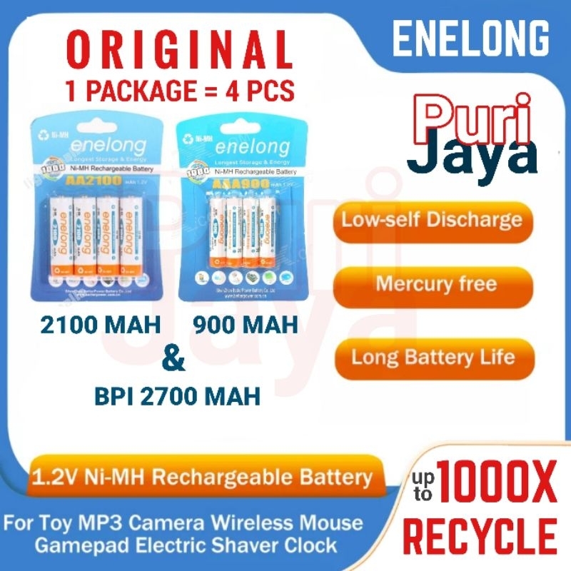 Baterai Enelong AA AAA BPI Batere Cas Rechargeable Battery NI-MH 900mah 2100mah BPI 2400mah 2700mah 