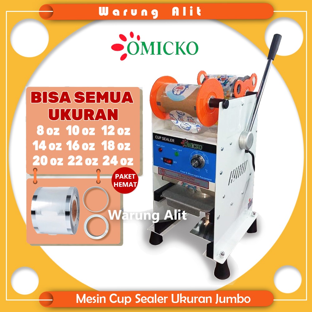 OMICKO C-39 C-37 C-35 Mesin Cup Sealer Semua Ukuran AQUA GELAS 10, 12 , 14 , 16 , 18 , 22 , 24 OZ