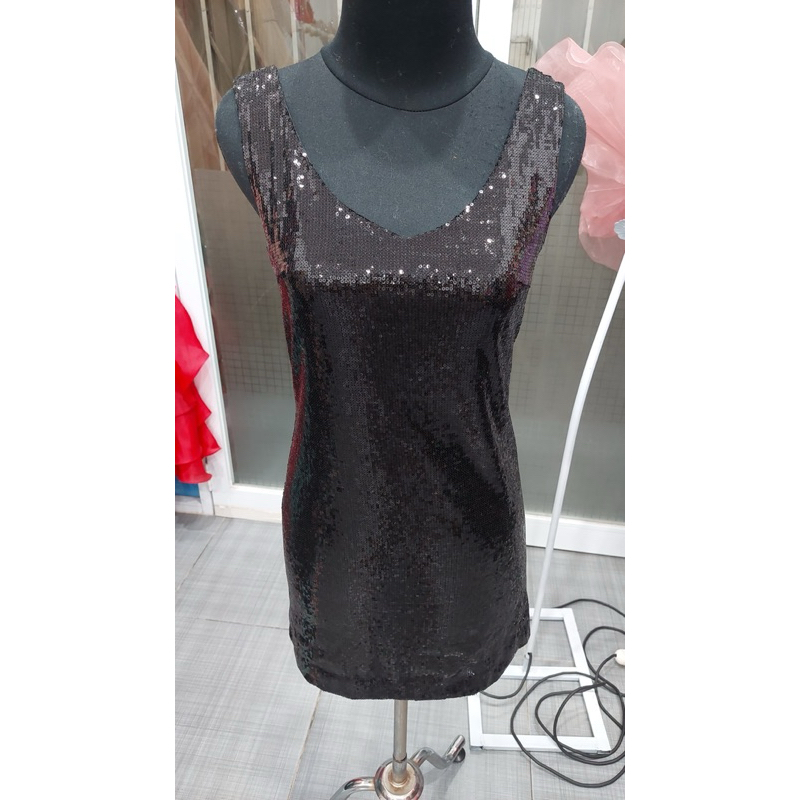 Mini dress sequin hitam