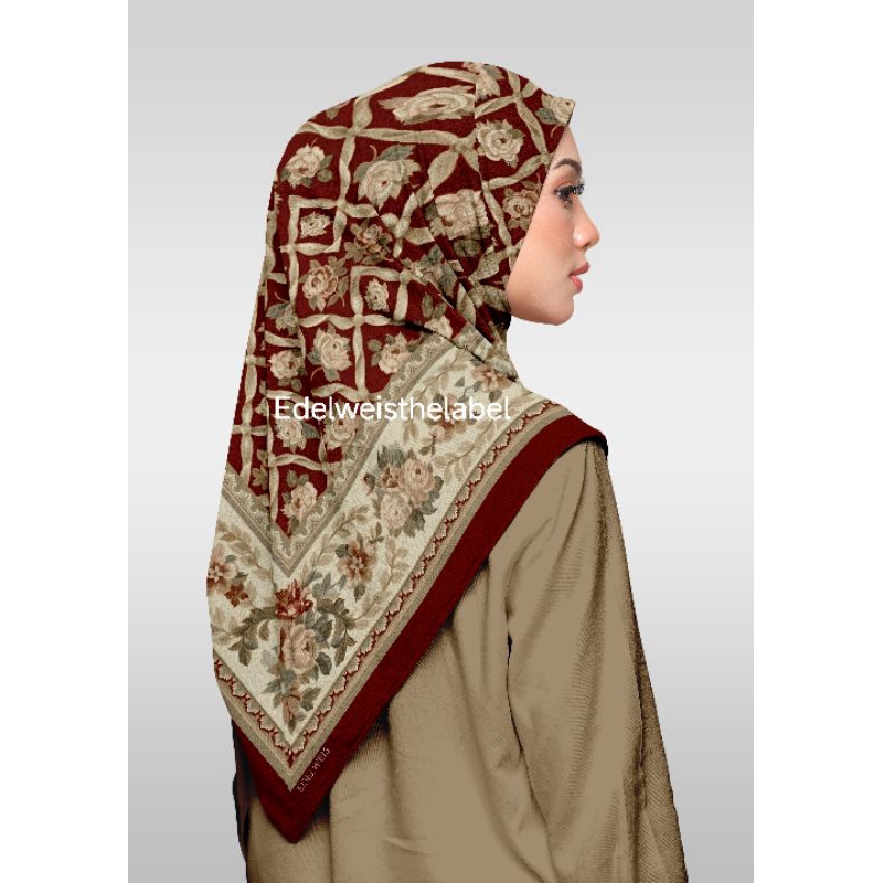FLOWER MAROON GARDEN/VOAL PREMIUM/115*115/130*130/HIJAB SYARI/HIJAB JUMBO/HIJAB MOTIF