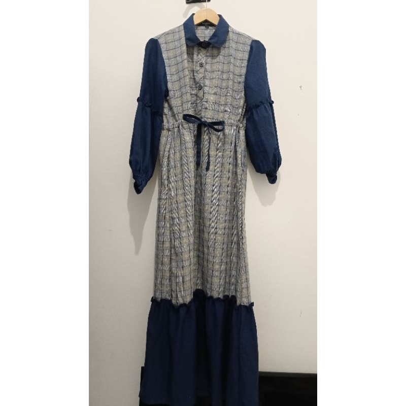 Celena by Mylady Long Dress Preloved Navy Gamis