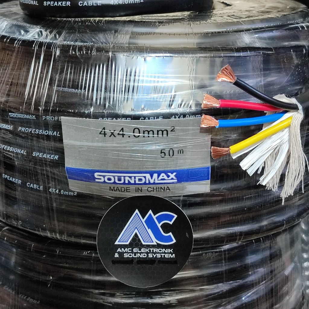 Kabel Audio Speaker 4x4.0mm Soundmax Kabel isi 4 Serabut Meteran