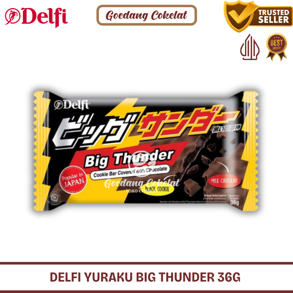 

DELFI BIG BLACK Thunder Yuraku Cookie Bar Chocolate @21 Gram