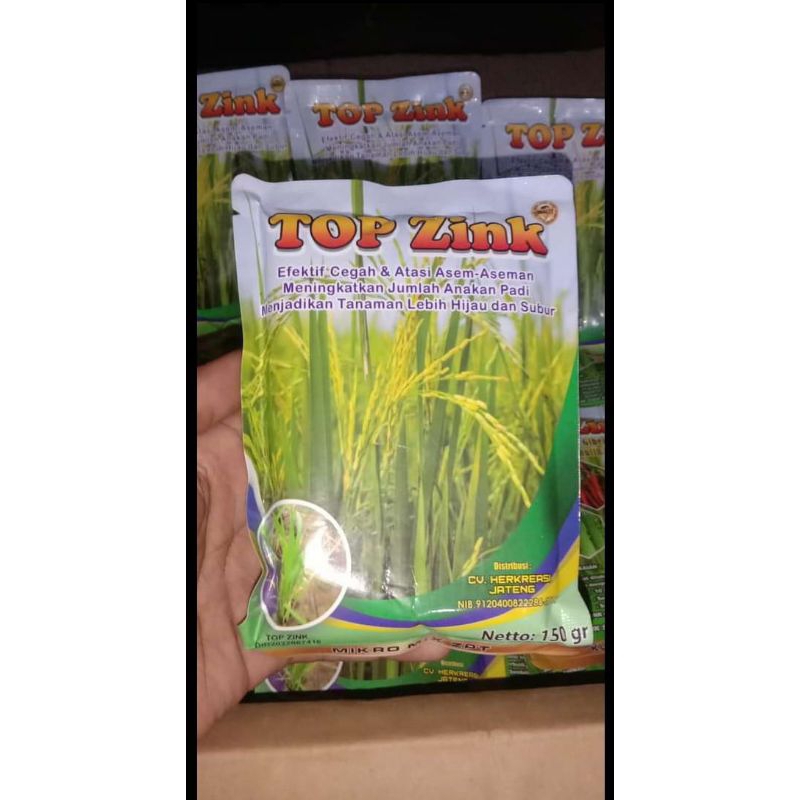 Pupuk Terbaik - TOP ZINK 150gr Perbanyak Anakan Padi & Mengobati Asem Aseman  Obat Semprot Padi || P