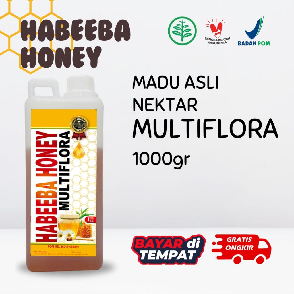 

Madu Multiflora Habeeba Honey Madu Asli Nektar Bunga Madu Bersanad 1kg