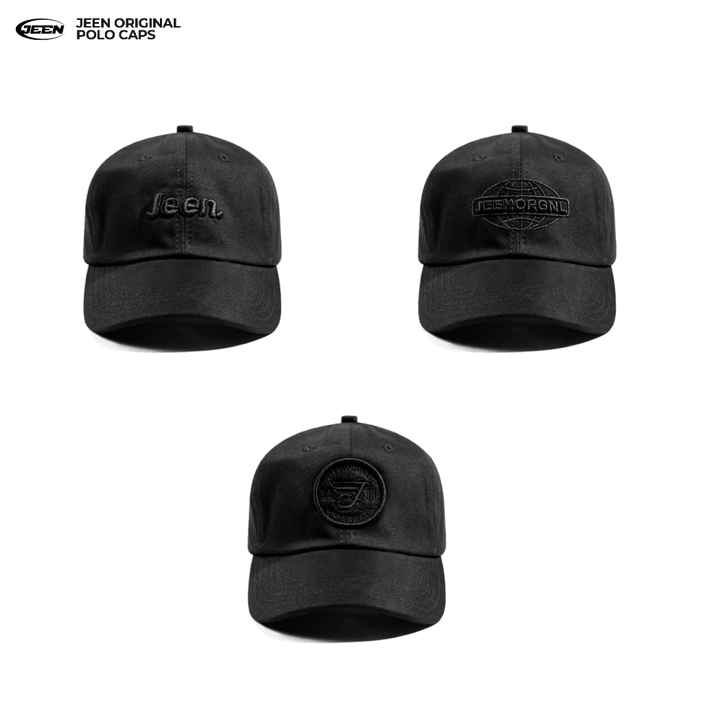 JEEN | Caps Polo / Topi Polo Bordir Pria Wanita Dewasa Hitam Polos Timbul Original