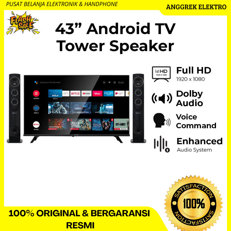TV LED Polytron TV 43in PLD 43TG9058 Google TV Speaker Tower